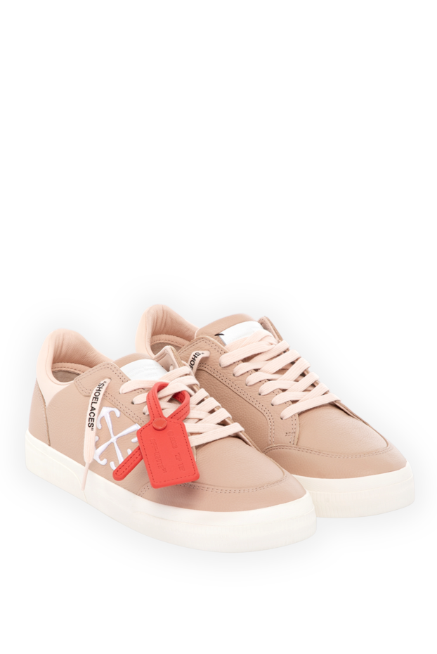 Off-White women's beige sneakers made of genuine leather 180545 - photo 3