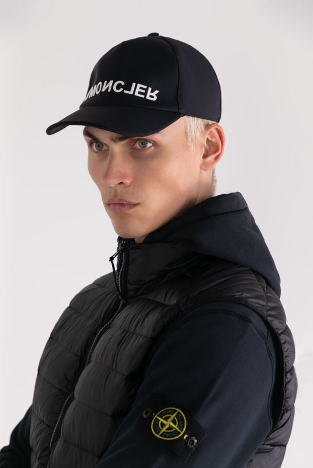 Moncler men's dark baseball cap with prominent white lettering 180588 - photo 2