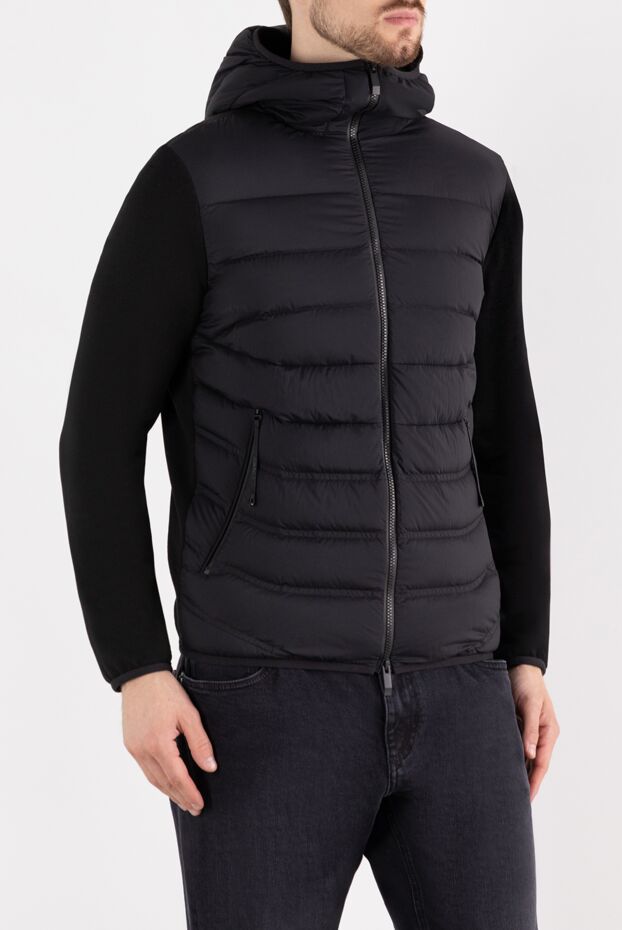 Moncler men's black quilted wool jacket with hood and sleeves 180589 - photo 3