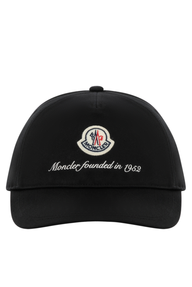 Moncler men's black cap with a round patch and text sewn on. 180590 - photo 1