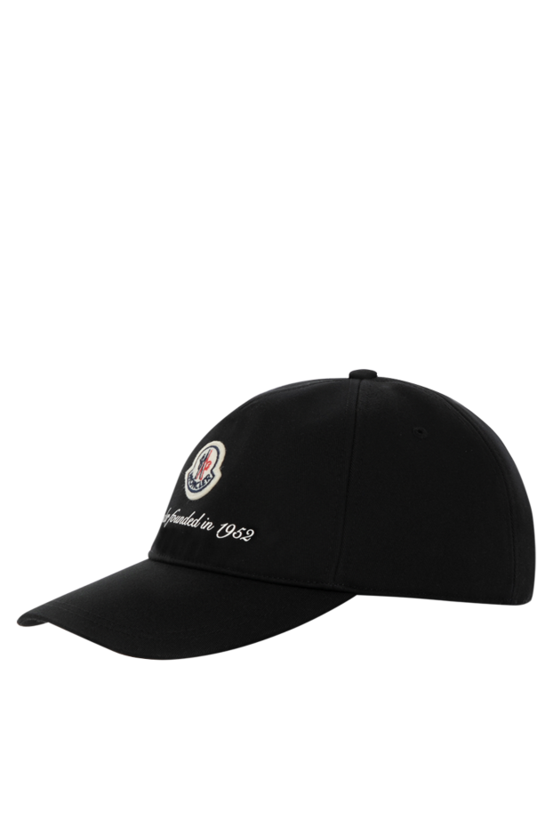Moncler men's black cap with a round patch and text sewn on. 180590 - photo 3