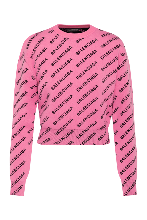 Balenciaga pink jumper with diagonal logo and elastic trim 180602 - photo 1