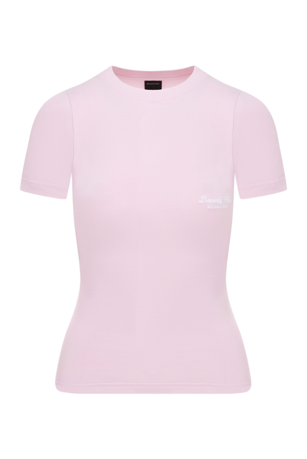 Balenciaga women's pink cotton t-shirt with logo 180608 - photo 1