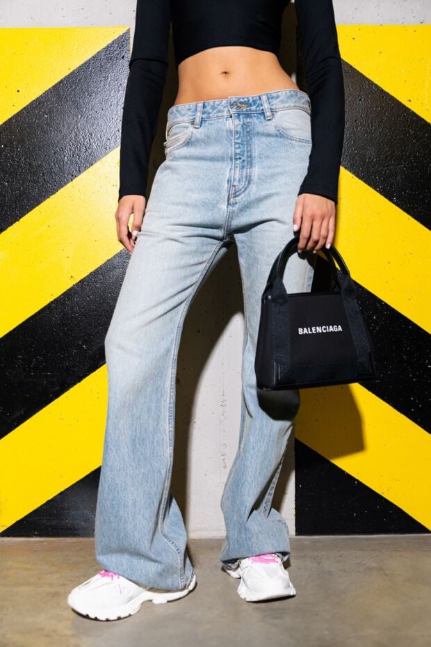Balenciaga women's blue distressed flared jeans 180613 - photo 2