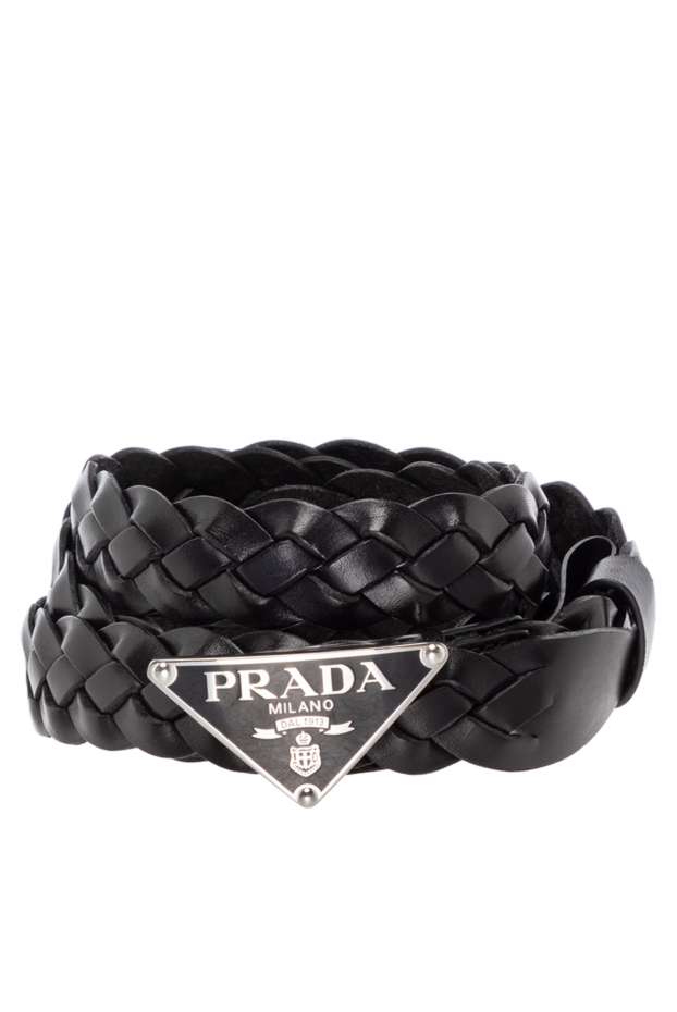 Prada ремінь плетений жіночий чорний з натуральної шкіри 180623 - фото 1
