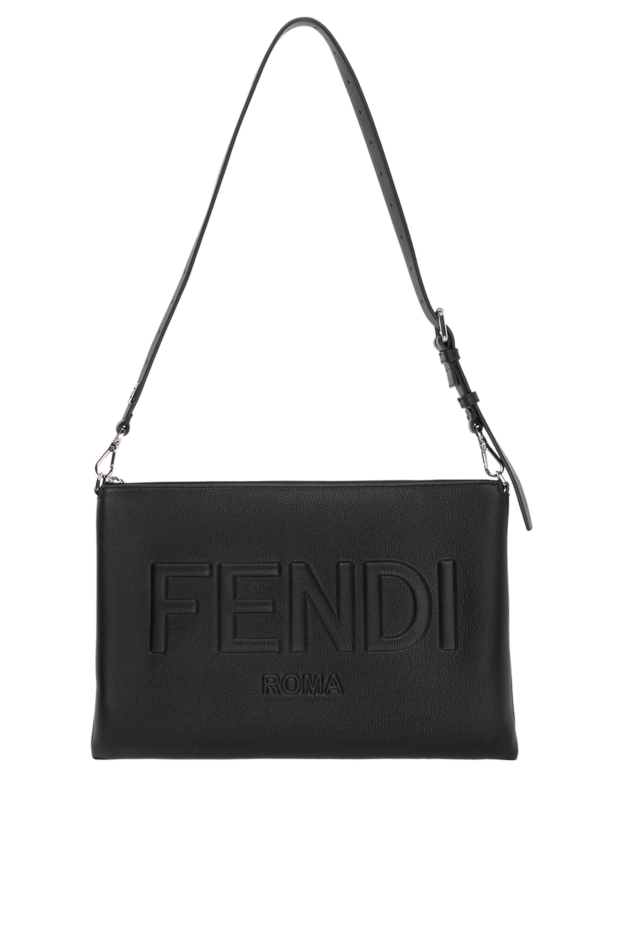 Fendi black rectangular leather bag with embossed logo 180644 - photo 1
