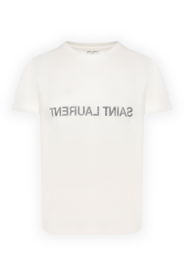 Saint Laurent men's basic white t-shirt with large lettering 180674 - photo 1