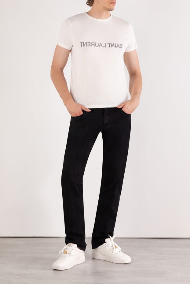 Saint Laurent men's basic white t-shirt with large lettering 180674 - photo 2