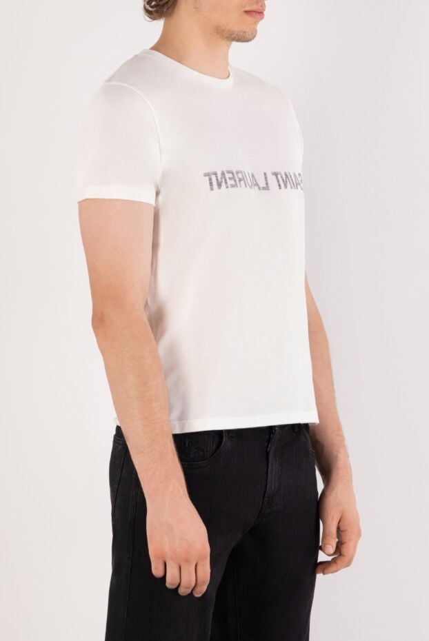 Saint Laurent men's basic white t-shirt with large lettering 180674 - photo 3