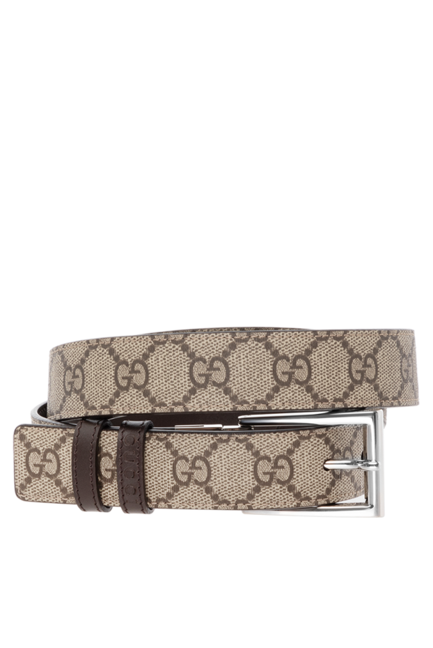 Gucci leather men's belt with a beige logo. 180700 - photo 1