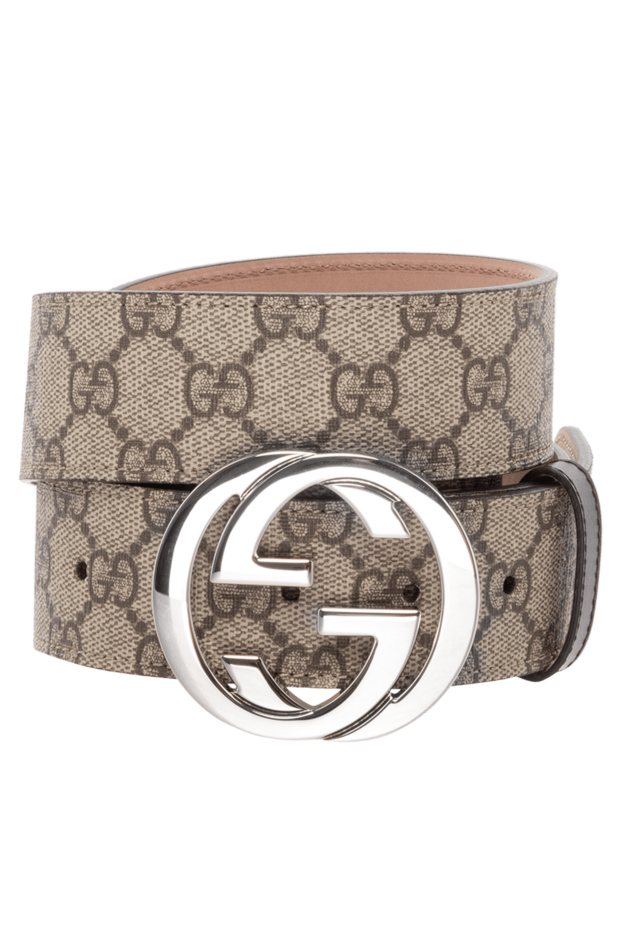 Gucci men's leather belt with monogram pattern and metal buckle 180704 - photo 1
