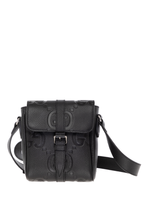 Gucci сумка через плече шкіряна чорна з орнаментом jumbo gg 180737 - фото 1