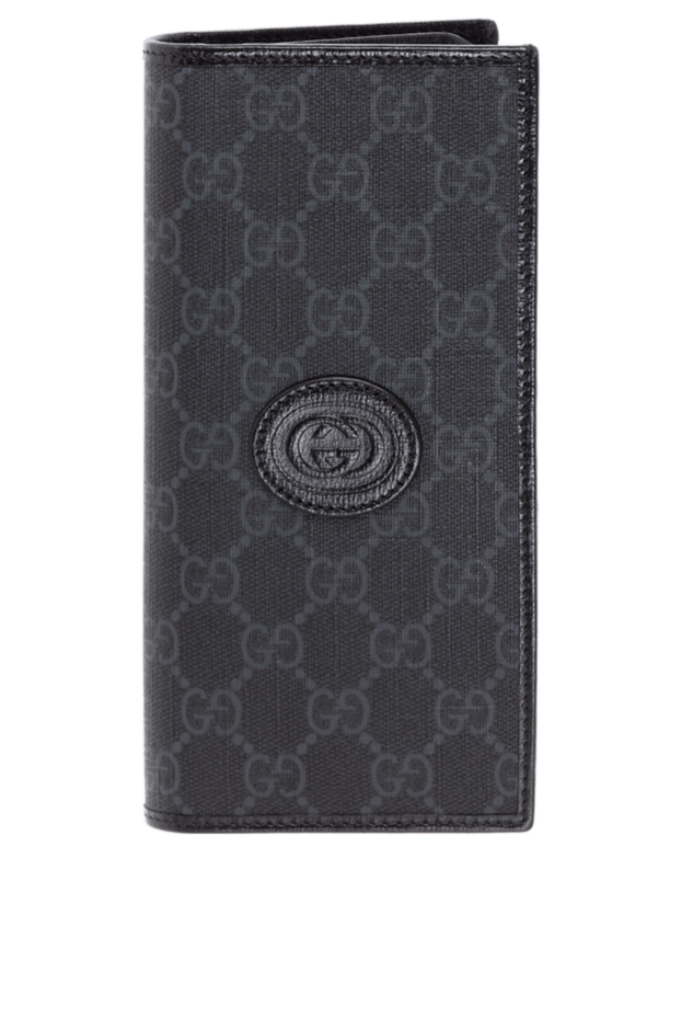 Gucci портмоне чоловіче чорне з монограмою gg та безліччю відділень 180739 - фото 1