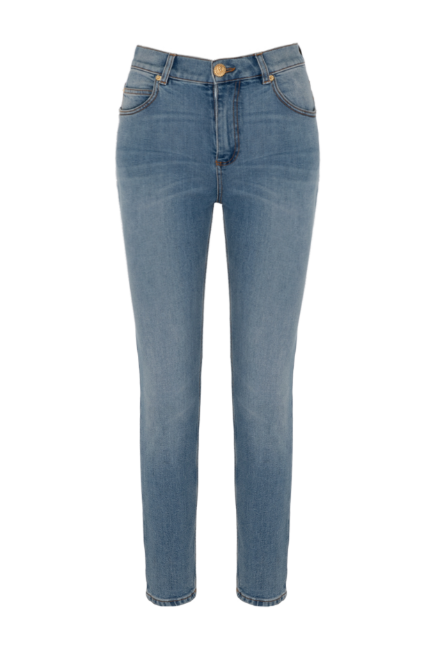 Balmain прямые джинсы женские голубые с классическим кроем 180756 - фото 1