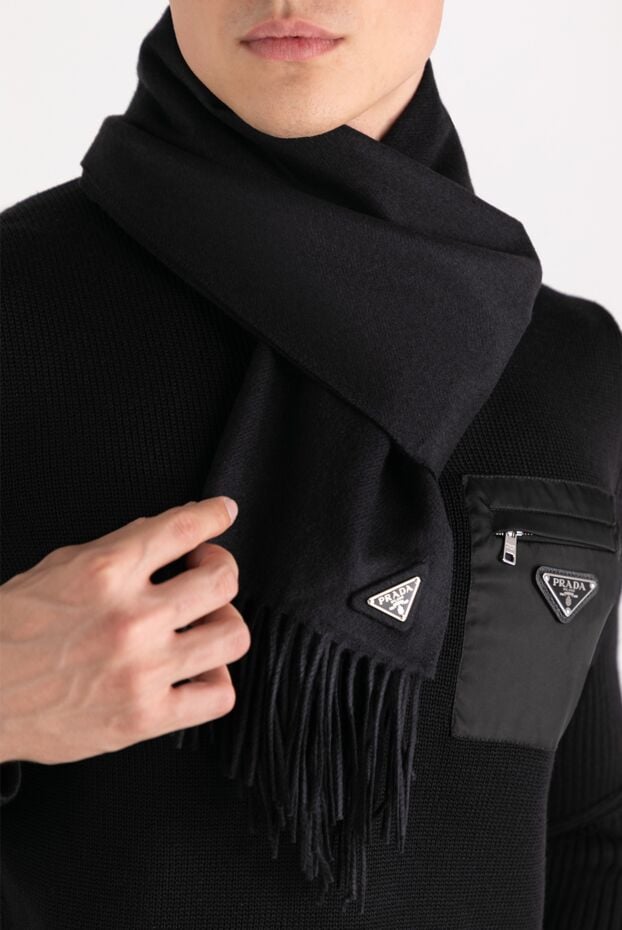 Prada black men's scarf with fringe 180809 - photo 2
