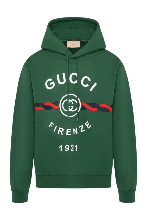 Green men's hoodie with logo - photo 1