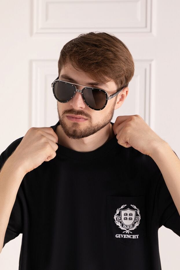 Stefano Ricci aviator sunglasses in a combined silver and black frame with dark solid-color lenses 180880 - photo 2