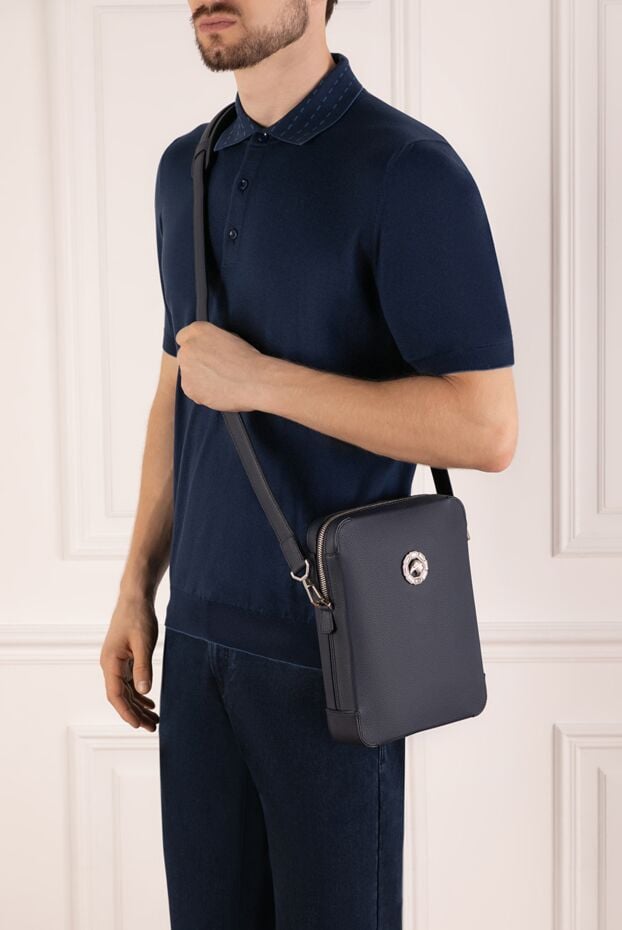 Stefano Ricci men's blue calfskin crossbody bag 180884 - photo 2