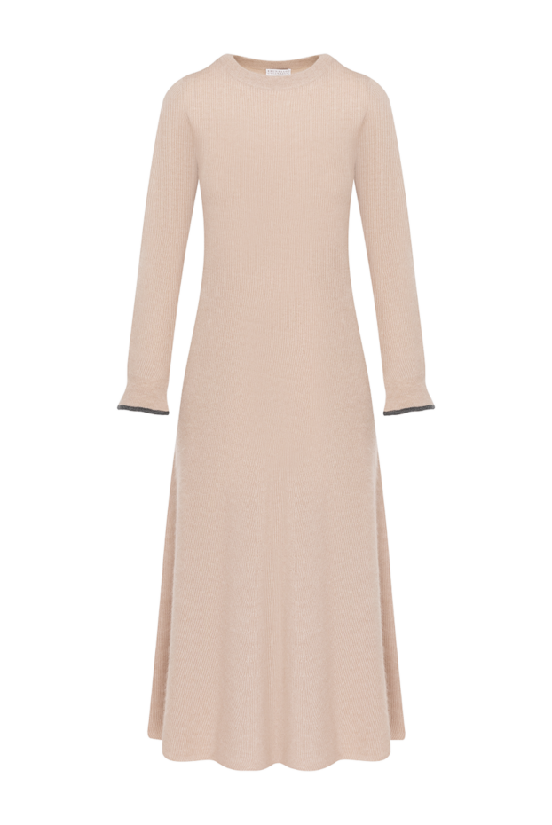 Knitted beige dress with a ribbed hem - photo 1
