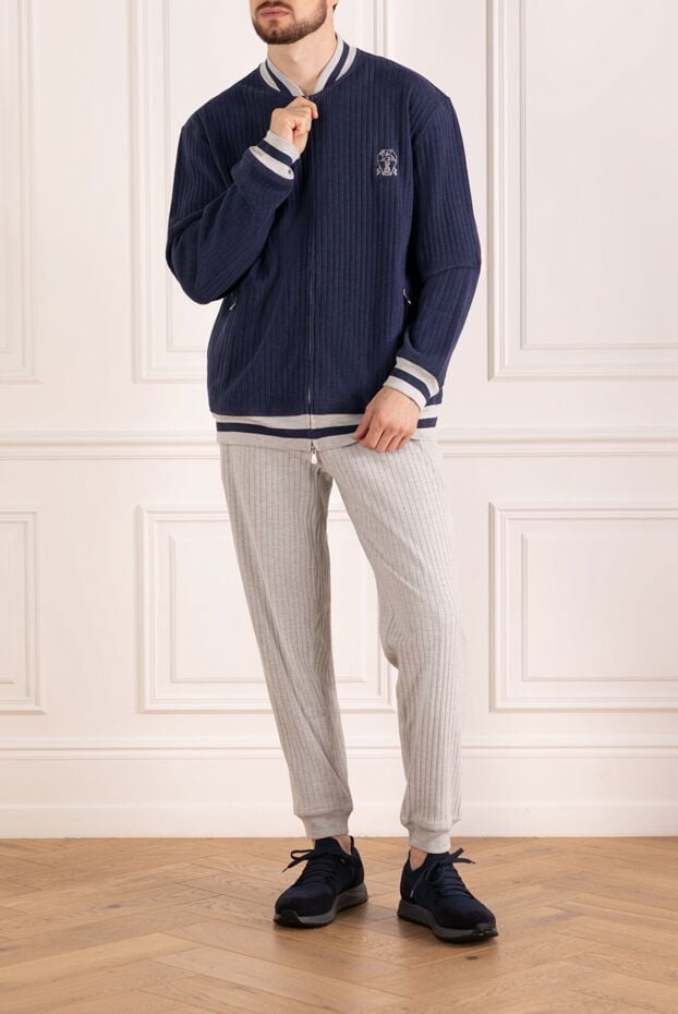 Brunello Cucinelli костюм прогулянковий чоловічий синій з логотипом 181264 - фото 2