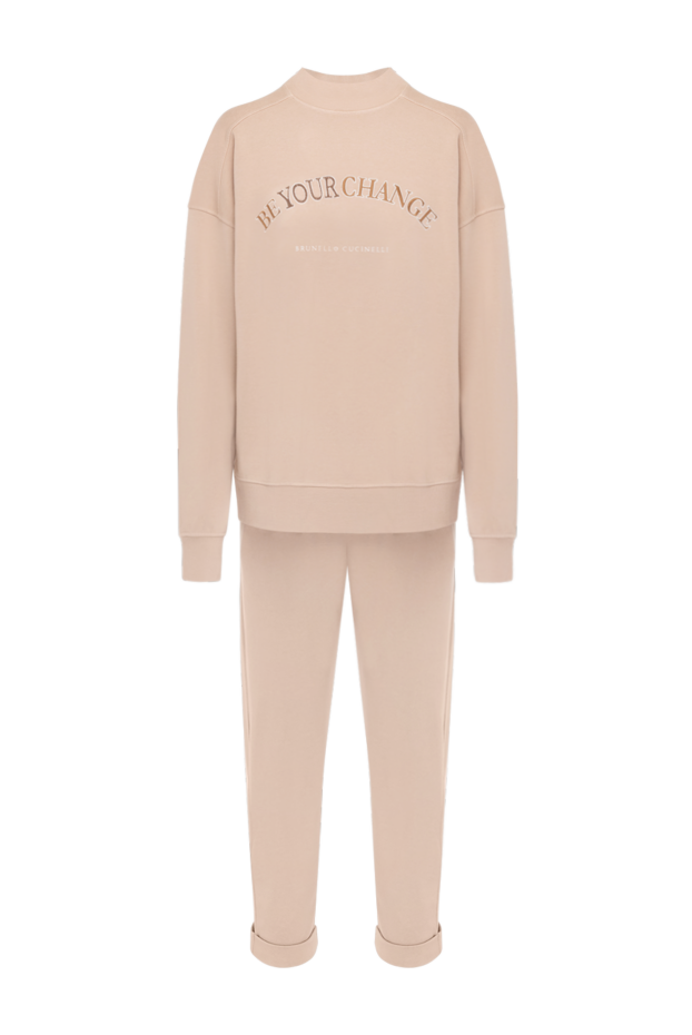 Brunello Cucinelli спортивний костюм з бавовни з логотипом жіночий бежевий 181265 - фото 1