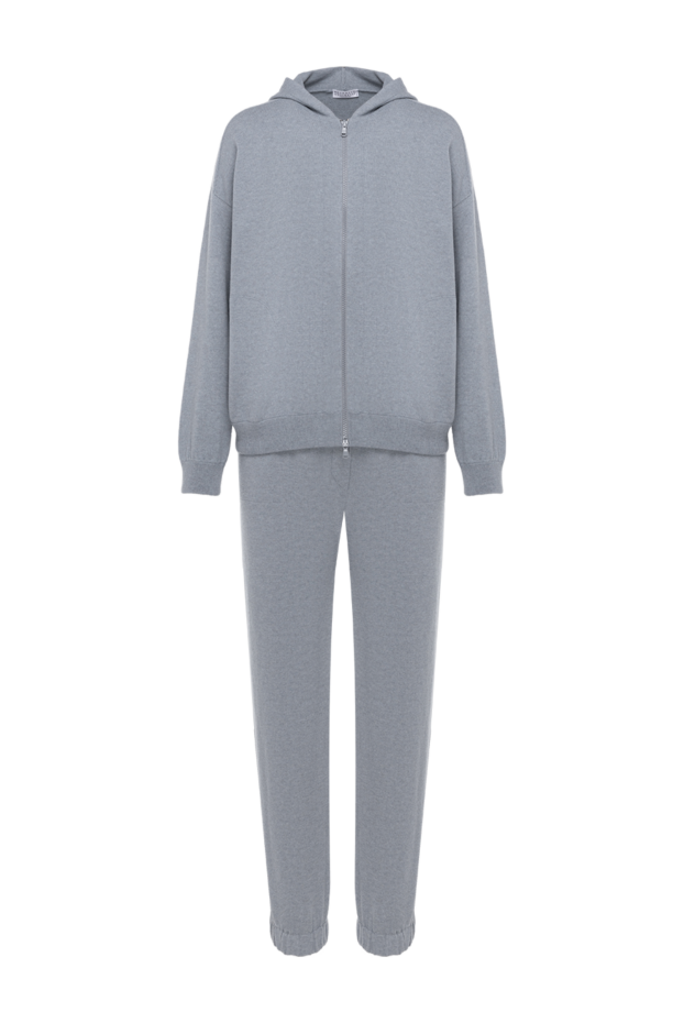 Brunello Cucinelli трикотажний спортивний костюм із кашеміру з капюшоном жіночий сірий 184581 - фото 1