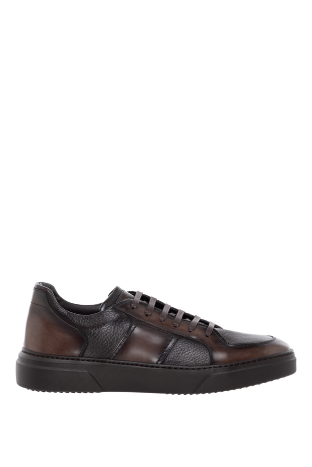 Barrett men's brown leather sneakers with fur 184703 - photo 1