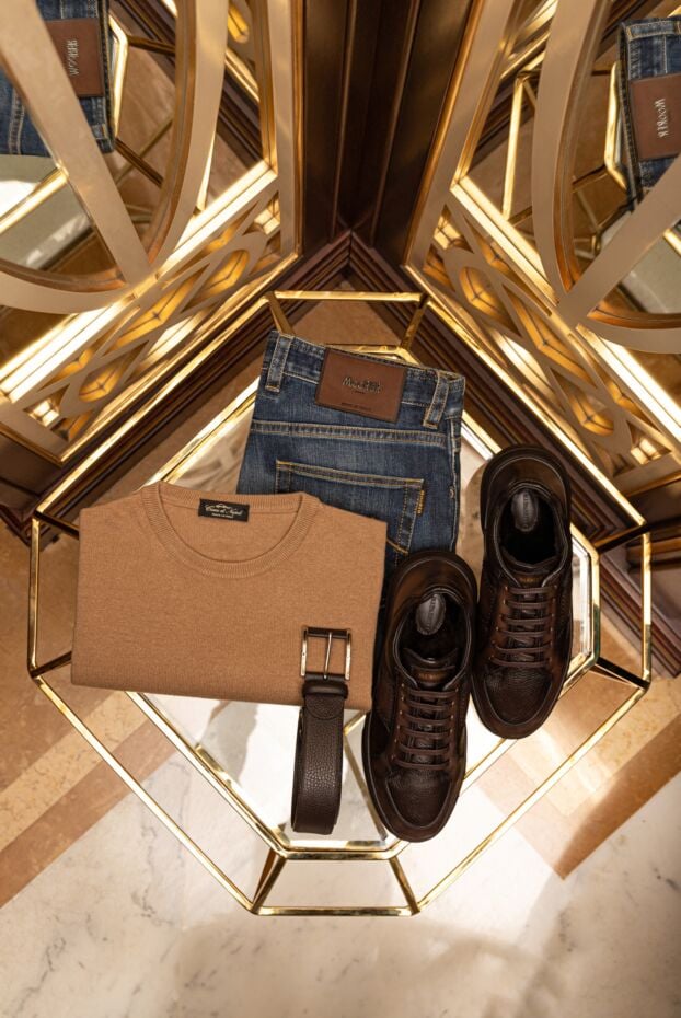 Barrett men's brown leather sneakers with fur 184703 - photo 2