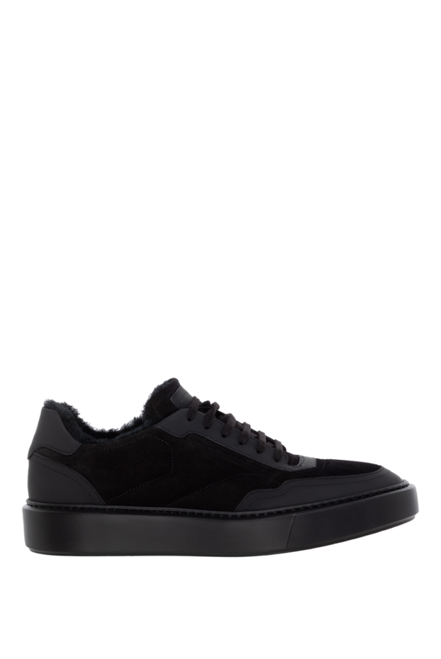 Barrett black men's leather and suede sneakers with fur with logo 184706 - photo 1