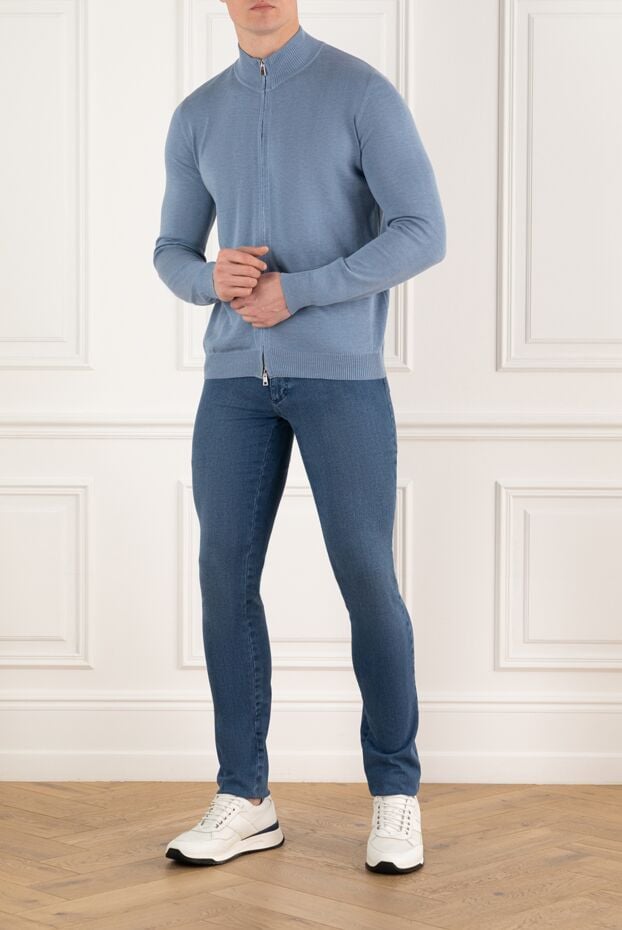 Tombolini blue cardigan and silk and cotton men's 184726 - photo 2