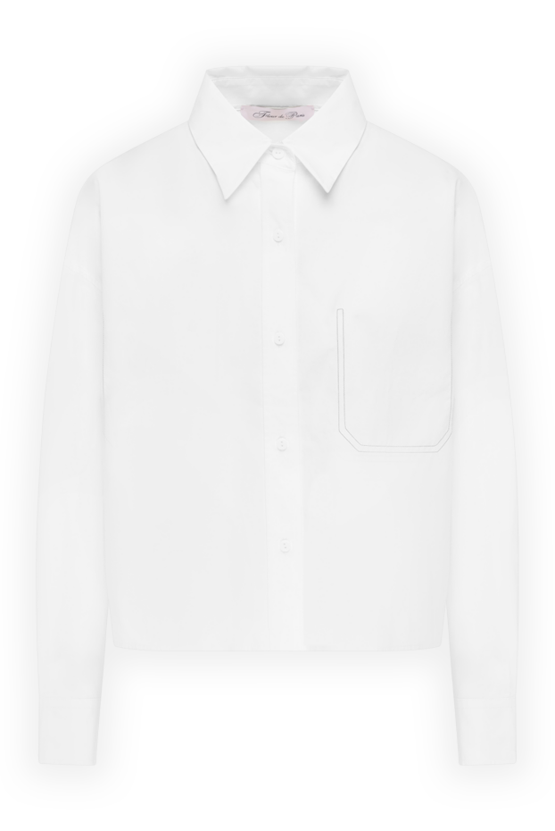 Fleur de Paris white women's cropped cotton shirt with a pocket 184742 - photo 1