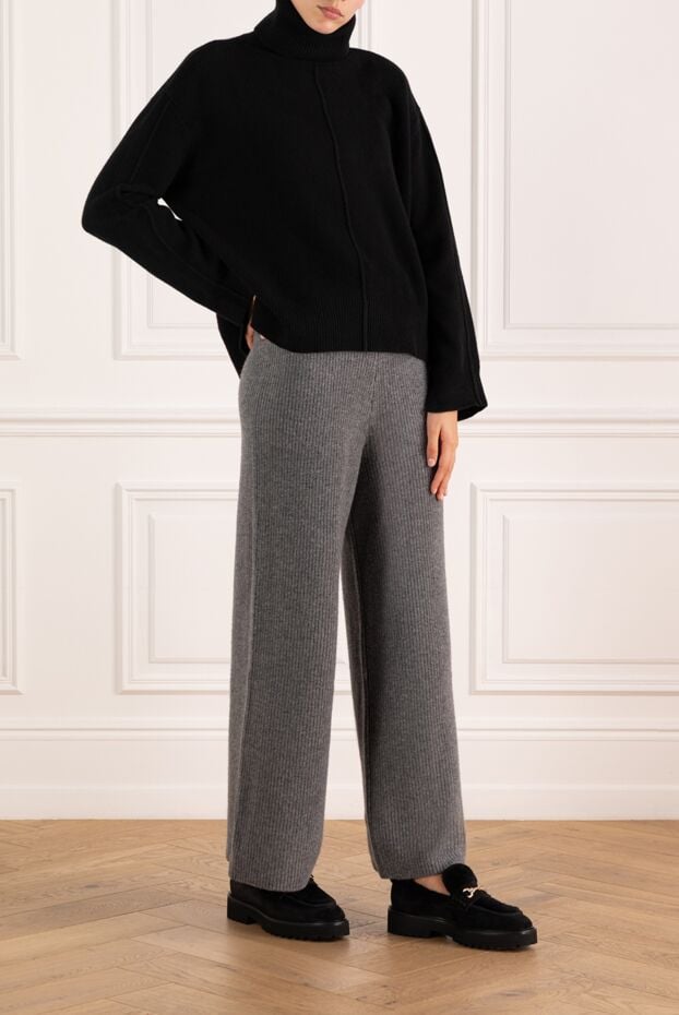 Fleur de Paris women's wide gray trousers with a ribbed hem 184761 - photo 2