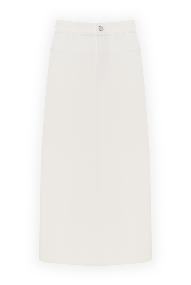 Fleur de Paris white cotton denim skirt with slit 184762 - photo 1