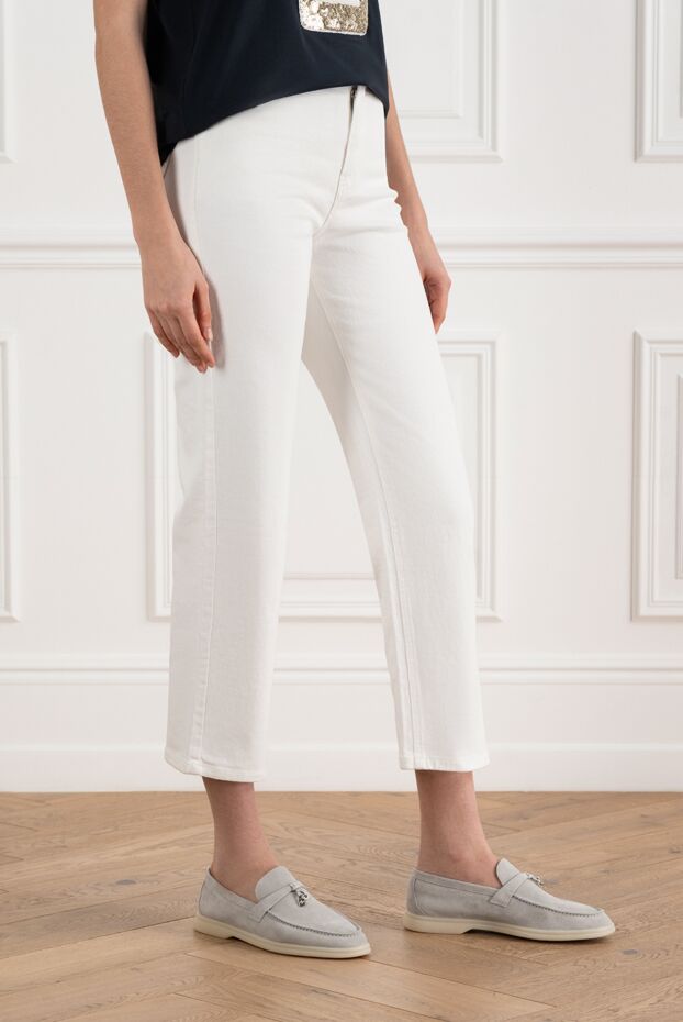 Fleur de Paris women's white cotton jeans, cropped 184763 - photo 3
