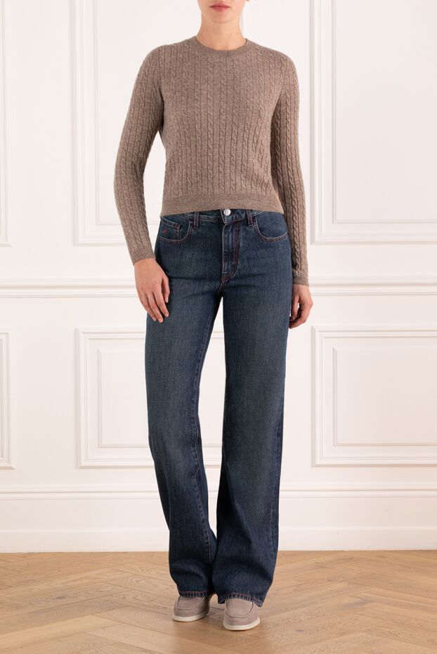 Jacob Cohen women's dark blue wide-leg jeans with red stitching 184786 - photo 2