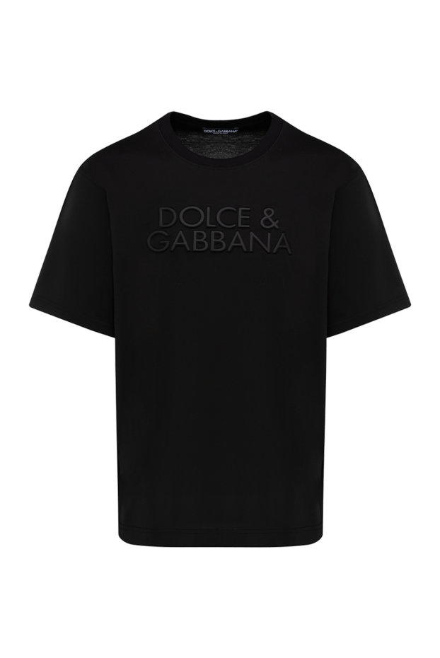 Dolce & Gabbana men's black straight-cut t-shirt with embroidered 3d logo 184858 - photo 1