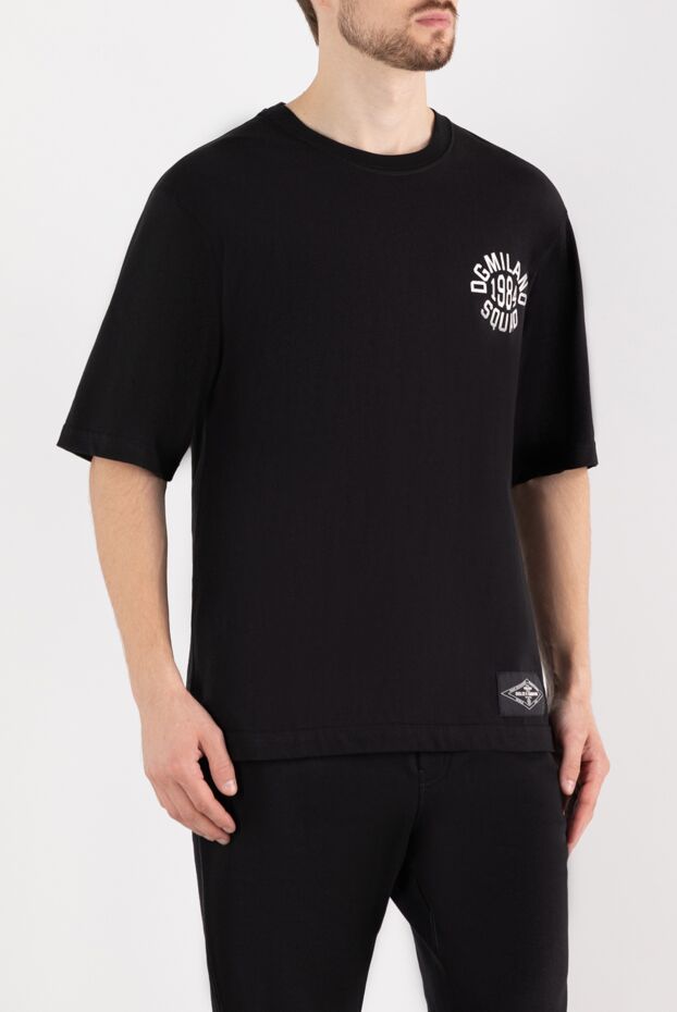 Dolce & Gabbana men's black cotton t-shirt with dgmilano 1984 logo 184859 - photo 3