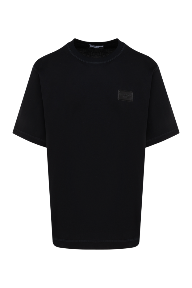 Dolce & Gabbana men's straight-cut cotton t-shirt with a logo on a leather insert 184860 - photo 1