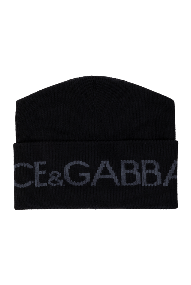 Men's black knitted hat with logo - photo 1