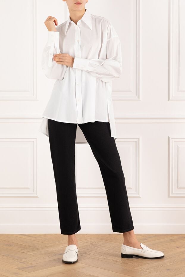 Dolce & Gabbana women's white cotton oversized shirt with a classic collar 184873 - photo 2