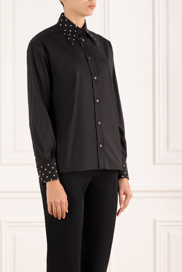 Dolce & Gabbana black women's shirt with polka dot collar 184874 - photo 3