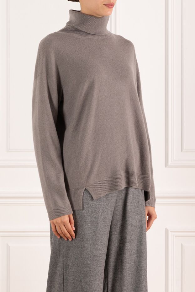 Panicale women's loose cashmere turtleneck sweater, gray 184889 - photo 3