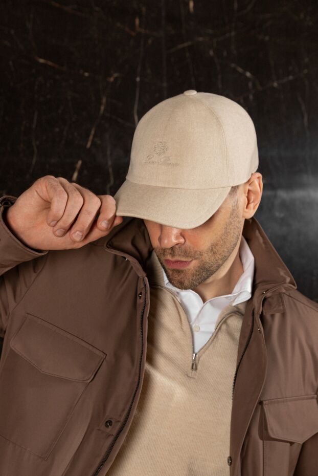 Loro Piana beige men's baseball cap with logo made of cashmere 184924 - photo 2