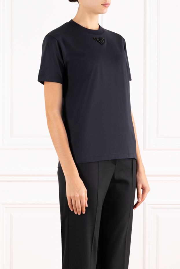 Prada women's black t-shirt with cotton logo 184927 - photo 3