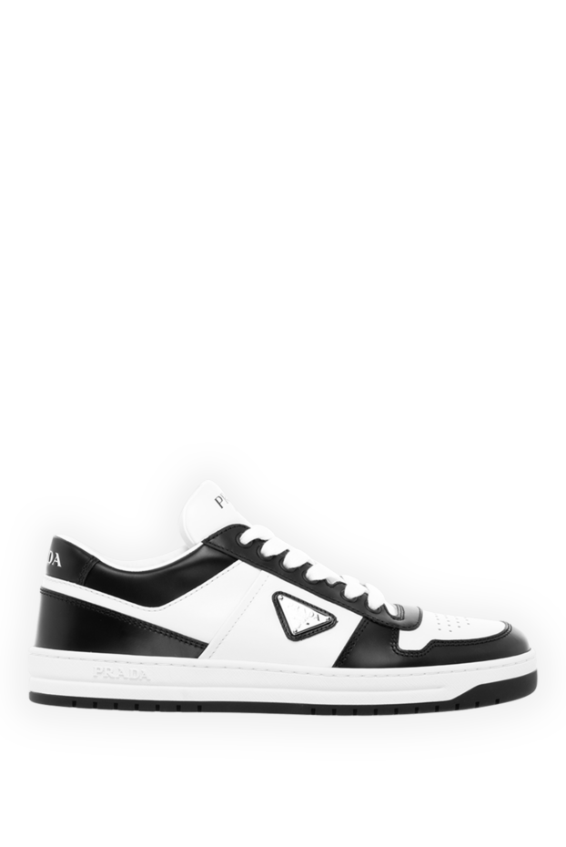 Prada white leather sneakers with black inserts and logo 184928 - photo 1