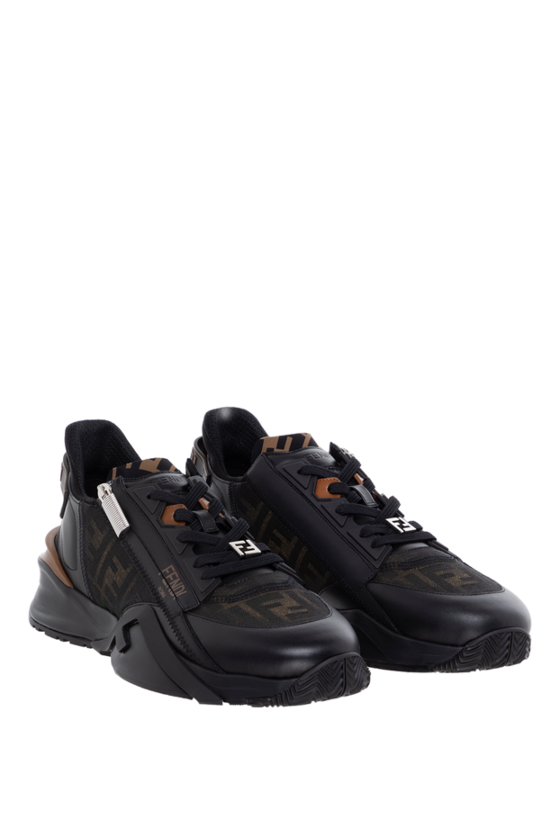 Fendi flow sneakers black with leather zipper 184929 - photo 3