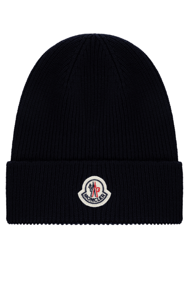 Moncler men's ribbed knit wool hat with logo accent 184949 - photo 1