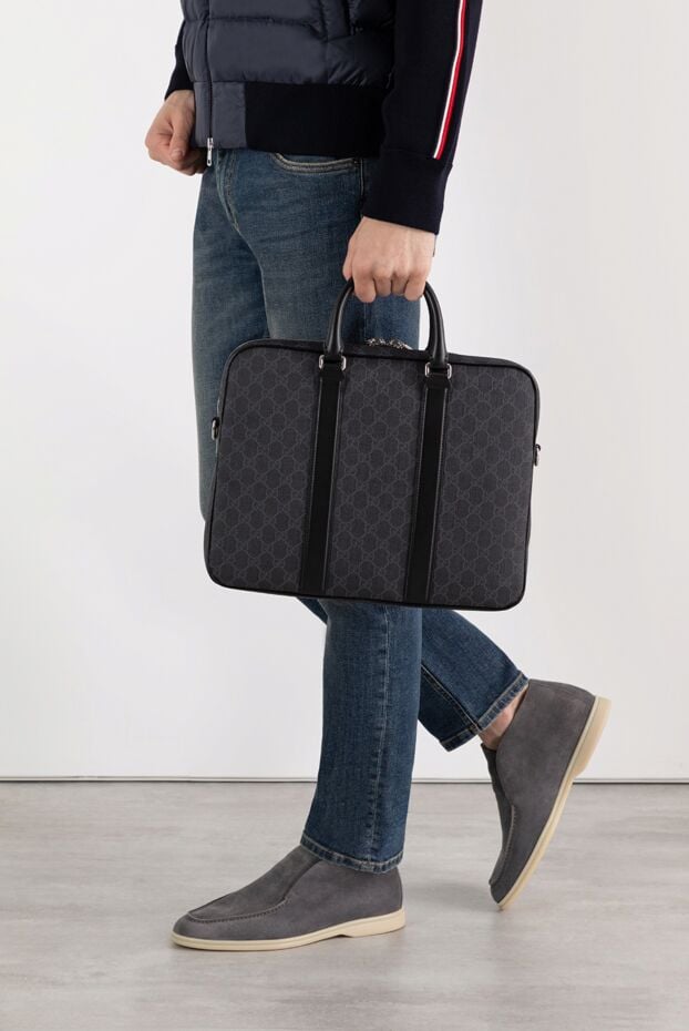 GG briefcase with shoulder strap men's black - photo 2