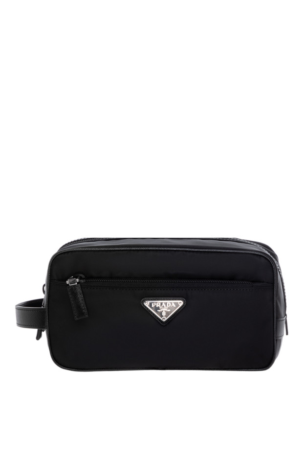 Prada travel nylon cosmetic bag for men, black with logo 184952 - photo 1