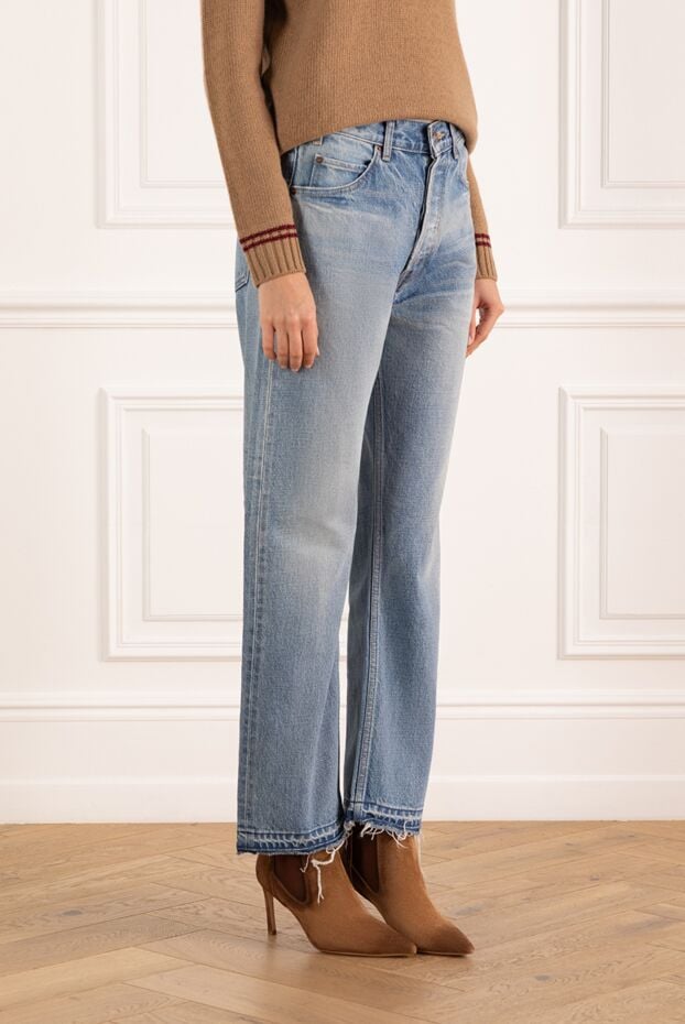 Celine blue distressed women's wide jeans 184955 - photo 3